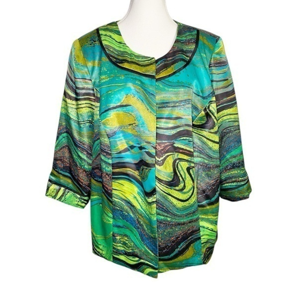 Le Bos Agate Green Collarless Jacket